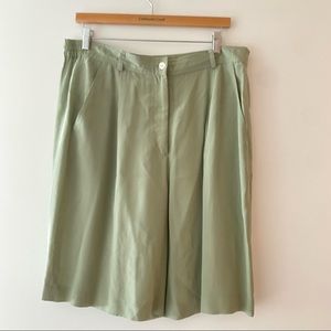 Talbots sage green silk shorts vintage